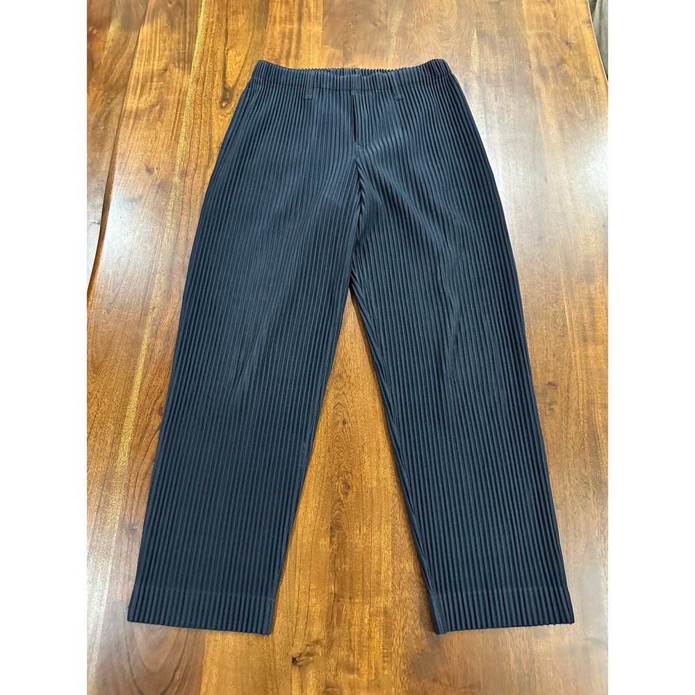 Homme Plisse Issey Miyake Pleated Trousers Navy Blue Size 3